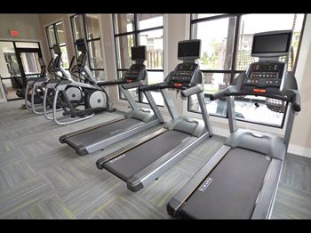 Fitness center with treadmills